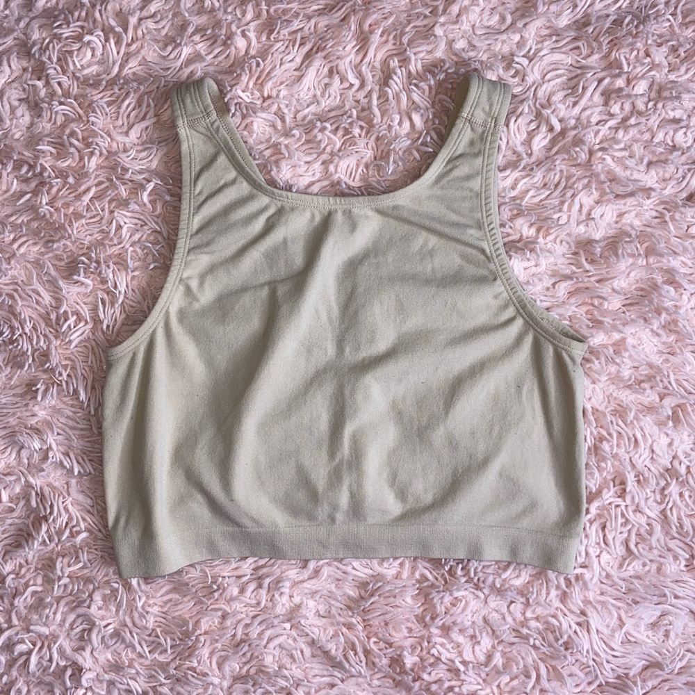 Fruit of the Loom Front Closure Comfort Training Sports Bra Tan Wireless, Size L - Picture 3 of 3